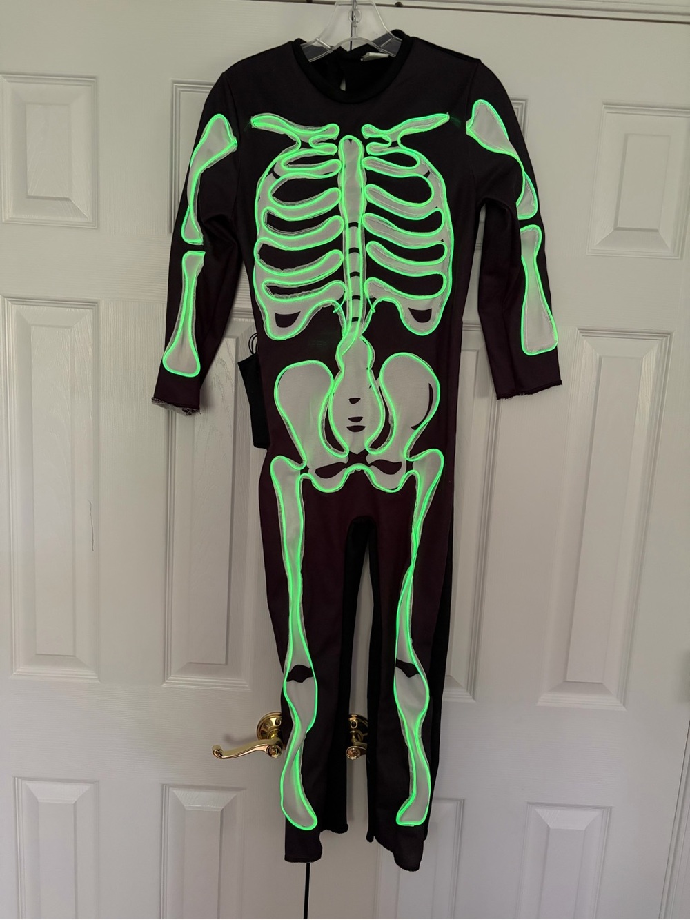 Kids Glow-In-The-Dark Green Skeleton Costume kid size 12-14